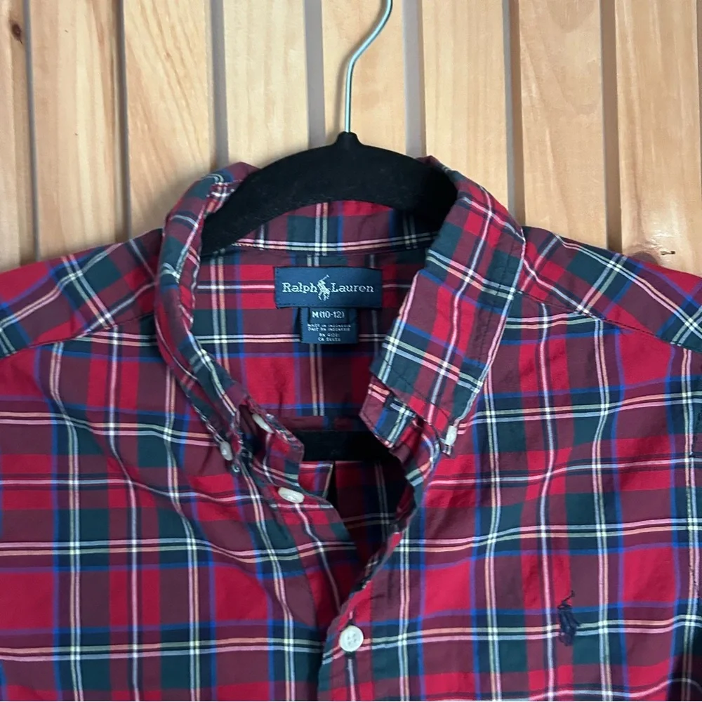 Ralph Lauren Tartan Plaid Cotton Button Down Shirt Medium 10-12